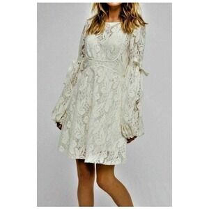 Free People White Lace Long Sleeve Dress